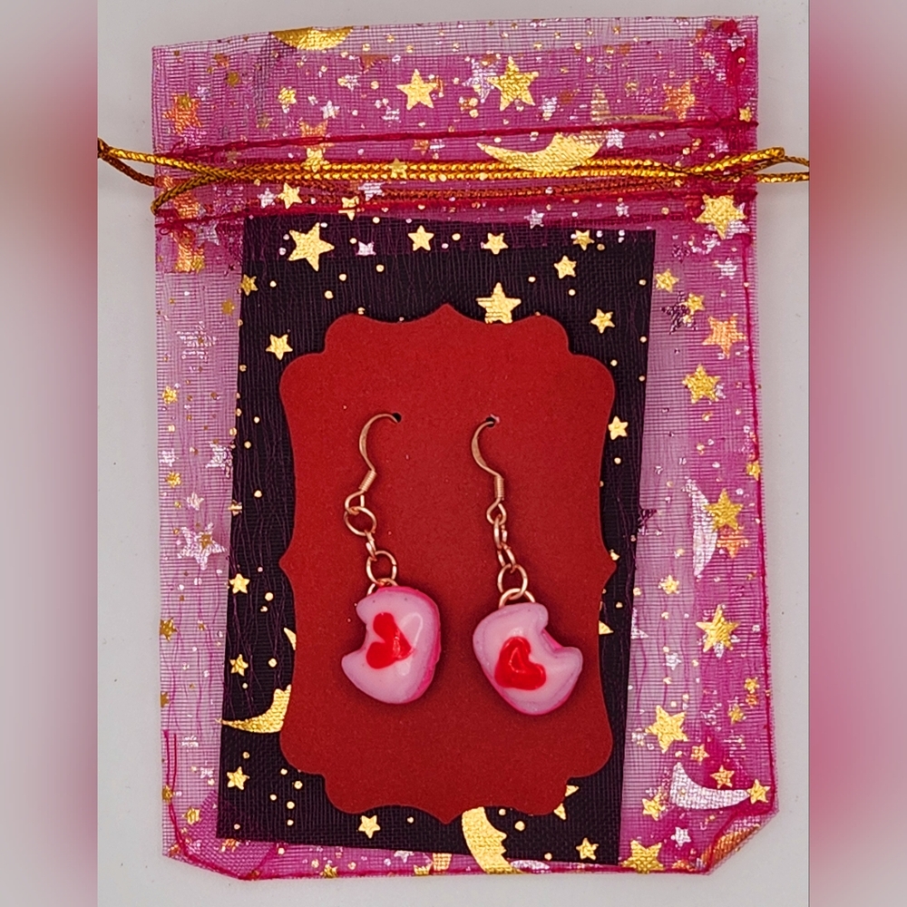 💙 SU "Cookie Cat" Handmade Valentine's Day Earrings w/Certificate of Authe…
